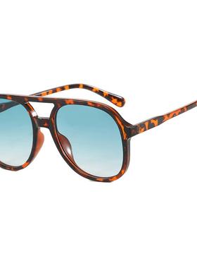 双梁蛤蟆太阳镜2024新款复古街拍防紫外线欧美墨镜高级感太阳眼镜