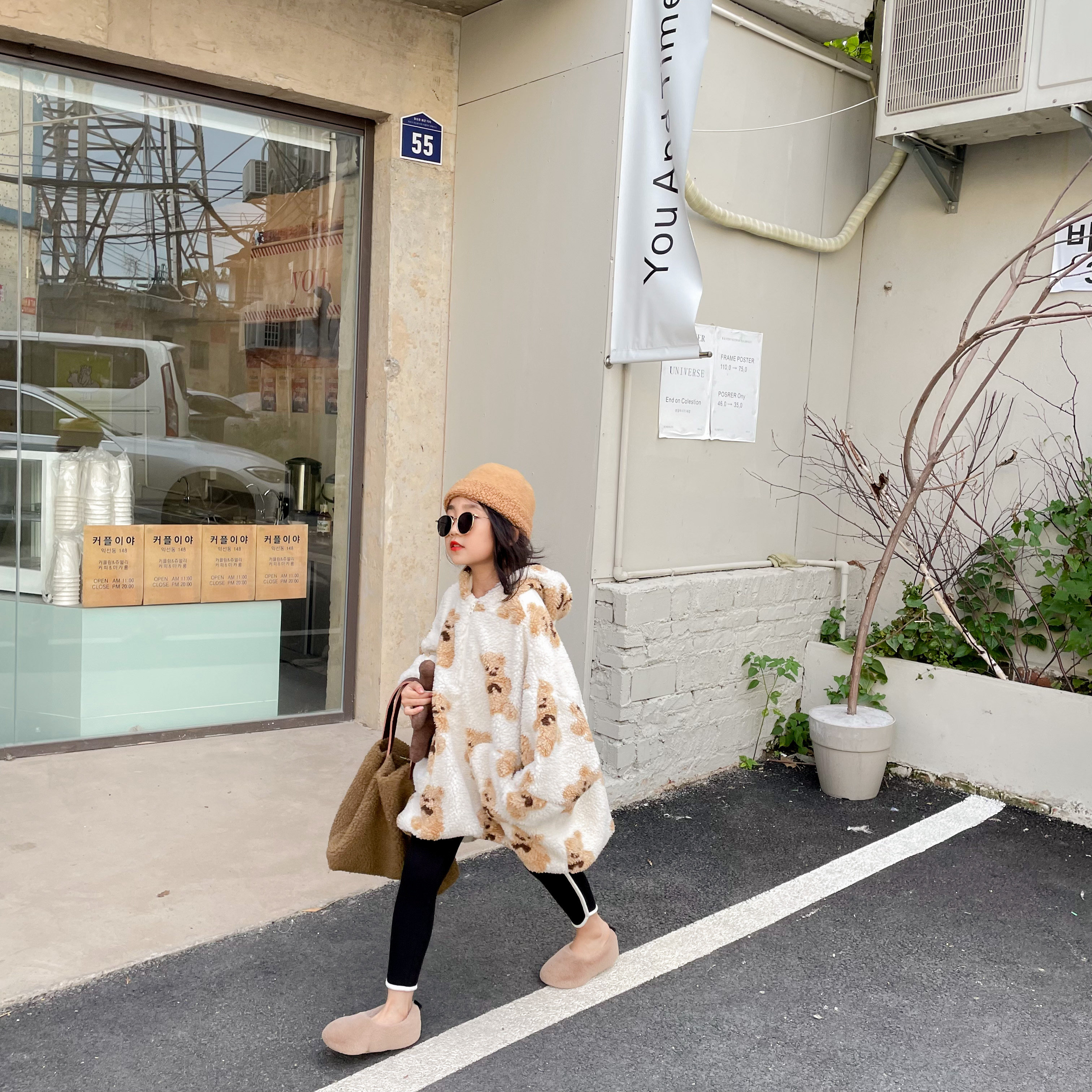 男女童外套韩国童装26秋冬款可爱小熊儿童羊羔毛加厚加绒保暖开衫