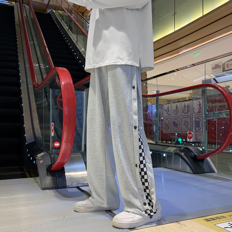 2026早春港风高街排扣棋盘格休闲裤XZ604-KP30-P55控68,男装休闲裤,星座604