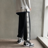 港风秋季新款拼接串标九分宽松抽绳卫裤XZ604-KP05-P50控68，男装休闲裤，星座604