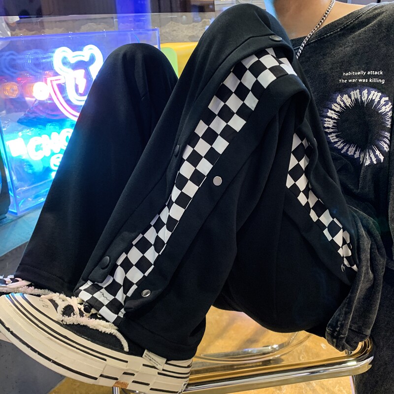 2026早春港风高街排扣棋盘格休闲裤XZ604-KP30-P55控68图片