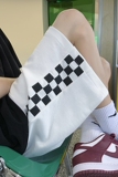 2026夏季自制新款侧边棋盘格印花短裤XZ604-KP66-P35控48，男装牛仔裤，星座604