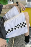 2026夏季新款自制侧边棋盘格印花毛圈短裤XZ604-KP66-P35控48，男装牛仔裤，星座604