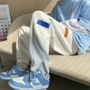 2026春季新款自制绣标华夫格拉链束脚休闲裤 XZ604-KP51-P55控68图片