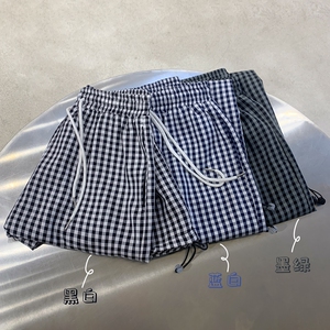 2026春夏港风垂感免烫九分宽松抽绳格子休闲裤 XZ604-KG13-P38控4图片