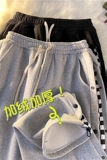 冬季加绒加厚排扣拼接棋盘格卫裤暖光平铺XZ604-KP30-P65控78，男装休闲裤，星座604
