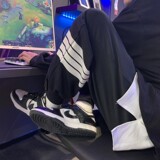 港风新款春秋百搭经典四条杠宽松罗口卫裤XZ604-KP38-P45控58，男装休闲裤，星座604