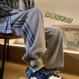 2026冬季新款双面摇粒绒三道杠魔术贴休闲裤XZ604-KP48-P55控68，男装休闲裤，星座604