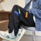 2026春季新款华夫格绣标拉链开衩束脚休闲裤XZ604-KP51-P55控68，男装休闲裤，星座604