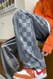 2026春季新款侧边提花棋盘格牛仔裤XZ604-KN06-P55控68，男装牛仔裤，星座604
