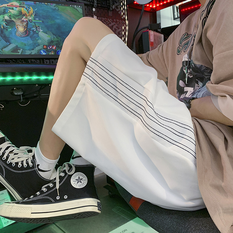 推荐！2026夏季新款条纹透气垂感休闲短裤XZ604-KG27-P35控48,男装牛仔裤,星座604