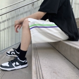 ins港风夏季条纹排扣五分短裤XZ604-KG19-P35控48，男装牛仔裤，星座604