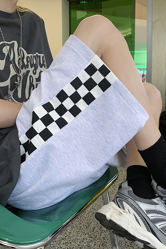 2026夏季新款棋盘格卫裤短裤XZ604-KP66-P35控48,男装牛仔裤,星座604