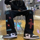 2026早春新款满印个性涂鸦拖地卫裤XZ604-KP25-P55控68，男装休闲裤，星座604