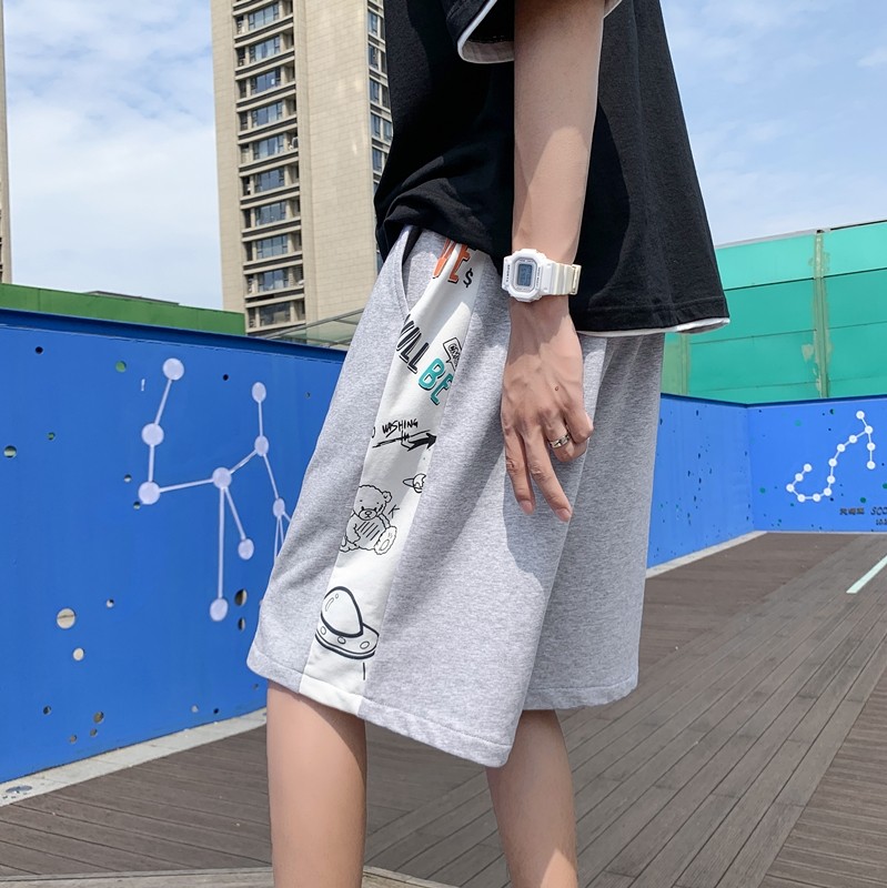 2026夏季涂鸦印花拼接短裤XZ604-KP16-P30控39,男装牛仔裤,星座604