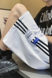 2026夏季条纹拼接贴标休闲短裤XZ604-KP63-P35控48，男装牛仔裤，星座604