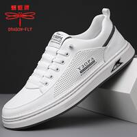 Dragonfly brand genuine men's shoes, new fashionable leather large-sized sports casual shoes, board shoes, trendy and versatile white sneakers for men thumbnail 4