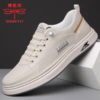 Dragonfly brand genuine men's shoes, new fashionable leather large-sized sports casual shoes, board shoes, trendy and versatile white sneakers for men thumbnail 3