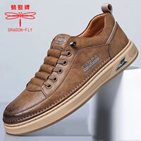Dragonfly brand genuine men's shoes, new fashionable leather large-sized sports casual shoes, board shoes, trendy and versatile white sneakers for men thumbnail 6