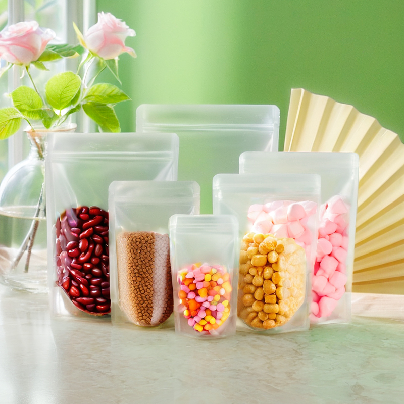 加厚磨砂透明食品包装站立自封袋