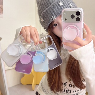 纯色晕染大磁吸圈iphone适用17promax苹果16pro小众15简约14男女13磨砂肤感防指纹包相机ai键配套支架手机壳