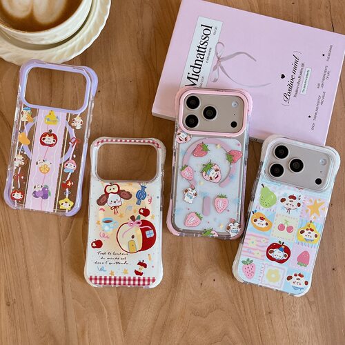 磁吸亚克力半透四角防摔适用iphone17promax苹果16pro卡通15小众14男女甜美ins包相机AI键水果草莓小狗手机壳