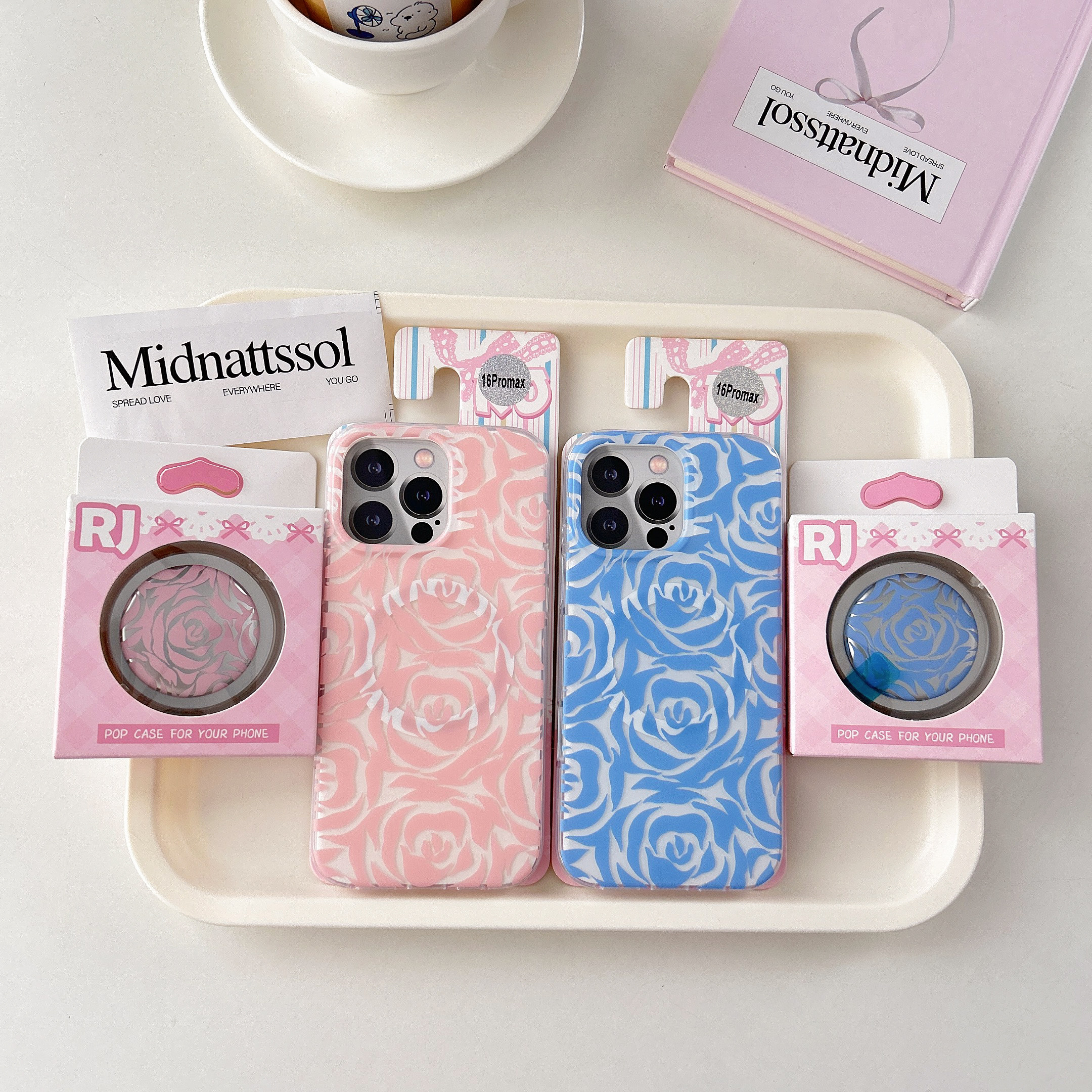 玫瑰花纹双层IMD适用苹果13气质14温柔15甜美16相机IA键全包17promax小众女生闺蜜磁吸气囊支架装磨砂手机壳