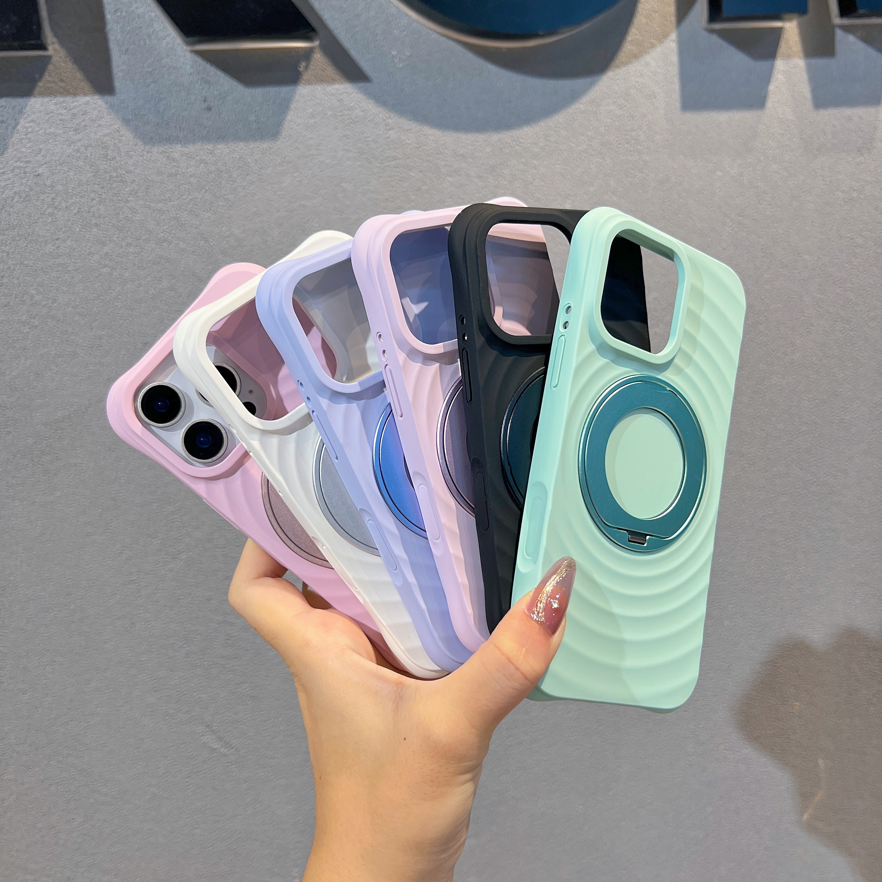 四角防摔波漾360旋转支架苹果壳