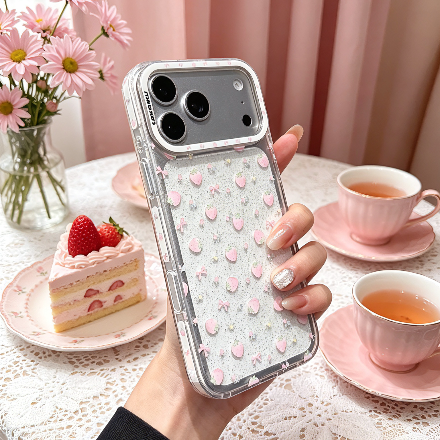 乐开酷LEKAIKU侧颜ins适用iphone18promax苹果17pro可爱16卡通清新闪粉双层IMD全包相机AI独立按键防摔手机壳