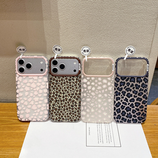 黑粉咖色豹纹蝴蝶结ins适用iphone苹果17pro男女16包拍照AI键15promax可爱卡通14小众13磨砂肤感抗指纹手机壳