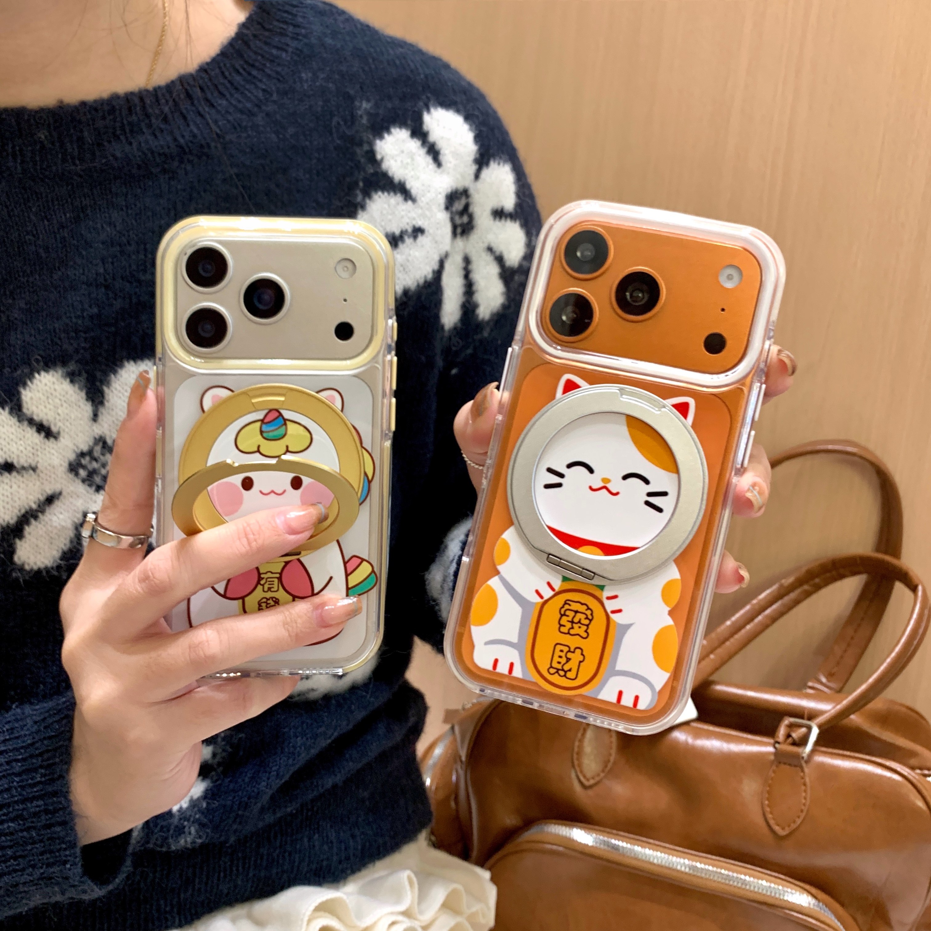 新年好运招财猫有钱小马iphone适用17promax苹果16pro个性15男女14情侣13机械360旋转支架黄白框防撞条手机壳,3C数码配件,手机保护套/壳,淘宝优惠券,粉丝福利购,淘宝优惠卷