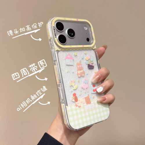 侧颜LEKAIKU蝴蝶结甜点黄油小熊适用iphone18苹果17promax可爱16pro卡通女生包相机键电镀耐刮双层IMD手机壳