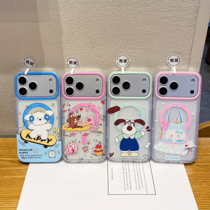 卡通可爱小狗适用iphone苹果17promax男女生16pro包拍照AI键15卡通14小众13软萌双层IMD磨砂抗指纹磁吸手机壳
