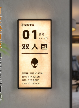 新款电竞酒店网咖可更换面板发光门牌定制民宿包厢标识牌LED灯牌