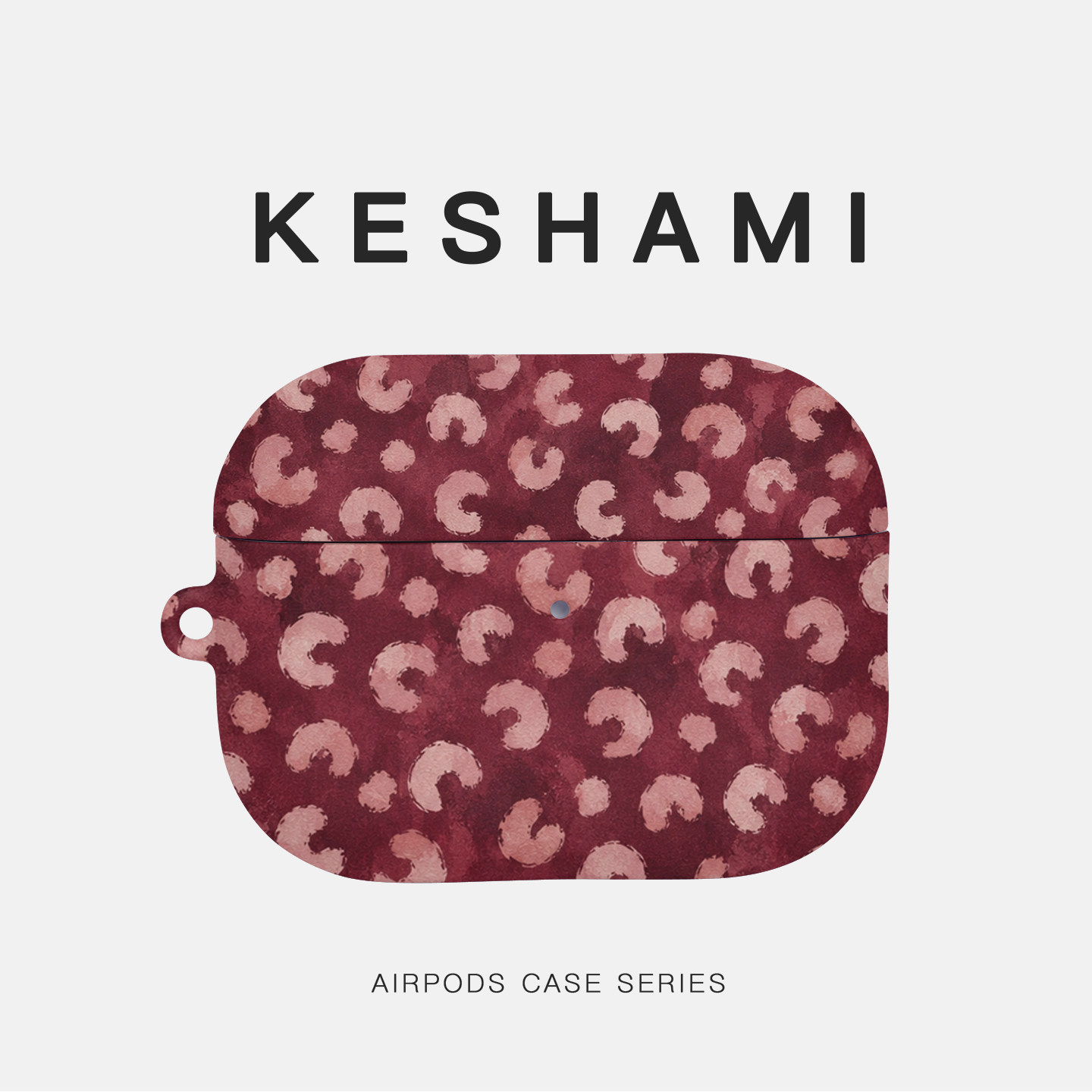 keshami 适用于苹果Airpods5/Pro3/Pro2/Airpods4耳机壳保护壳全包新款防摔硬壳磨砂酒红豹纹