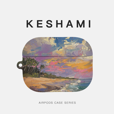 keshami 适用苹果Airpods5/Pro3/Pro2/Airpods4 全包磨砂耳机壳保护壳油画海滩