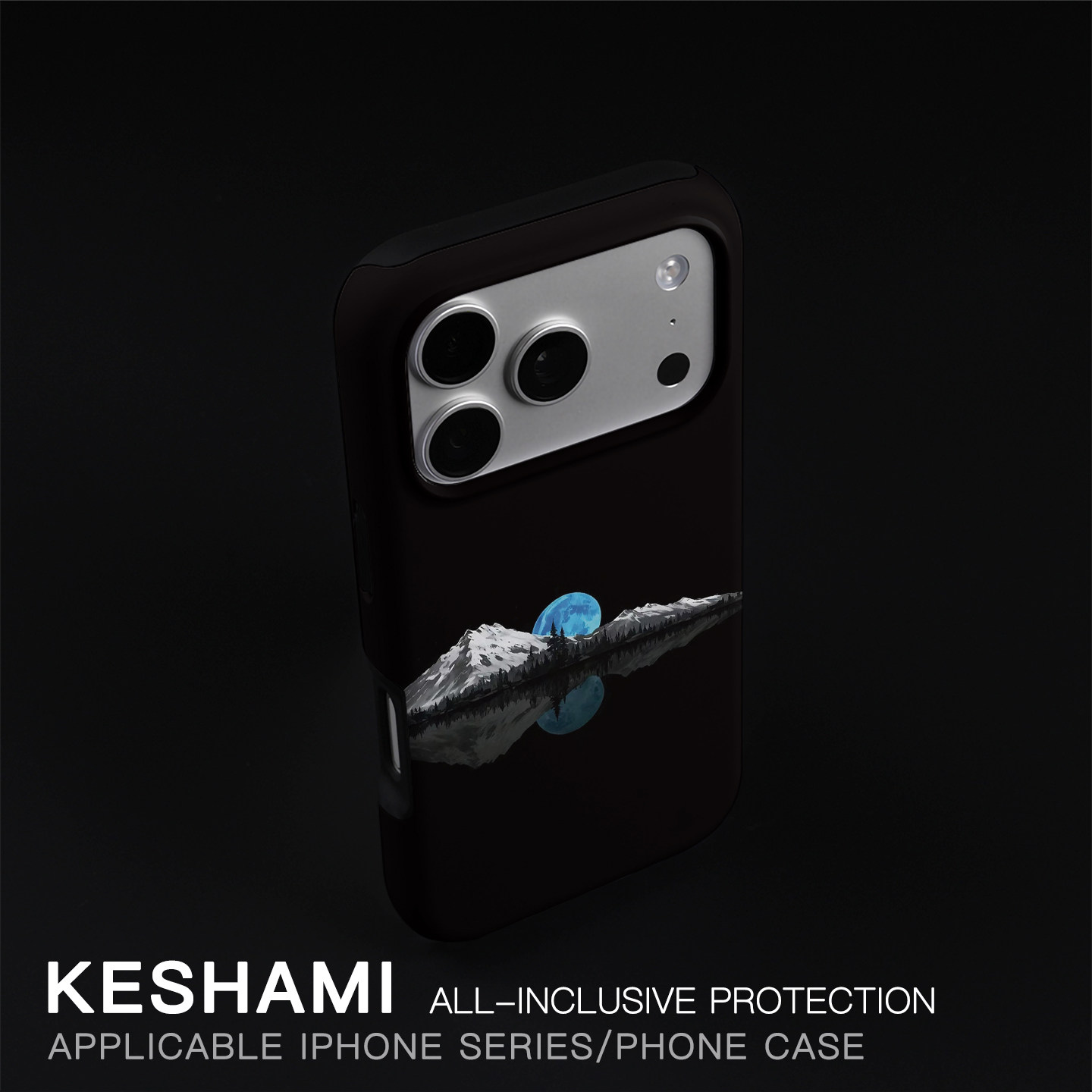 keshami适用苹果17promax/16pro手机壳带磁吸新款潮男女高端个性磨砂硬壳全包防摔15pro/14pro雪山蓝月