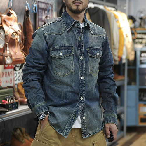 美式复古重磅牛仔衬衫