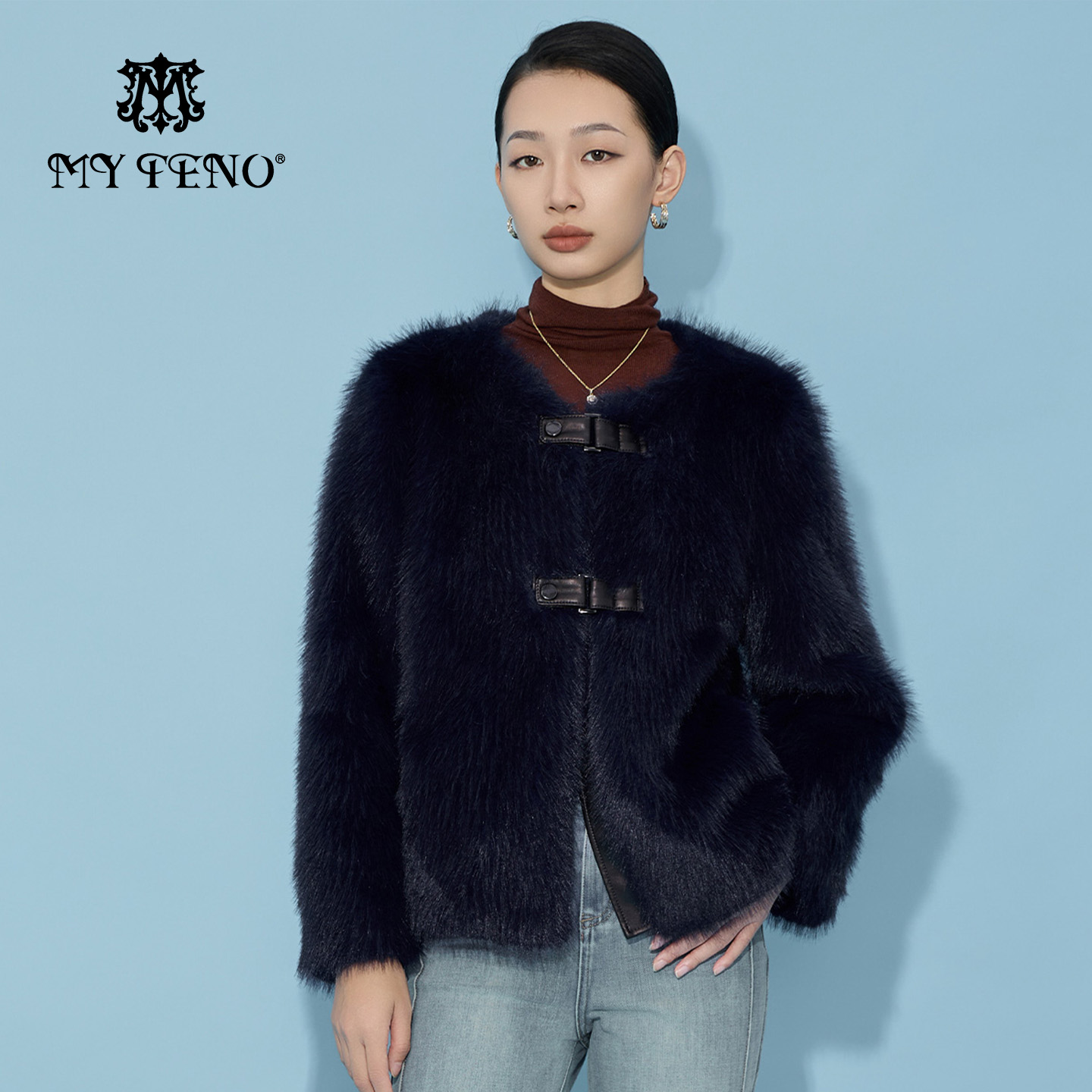 马天奴宝石兰短款金貂绒外套