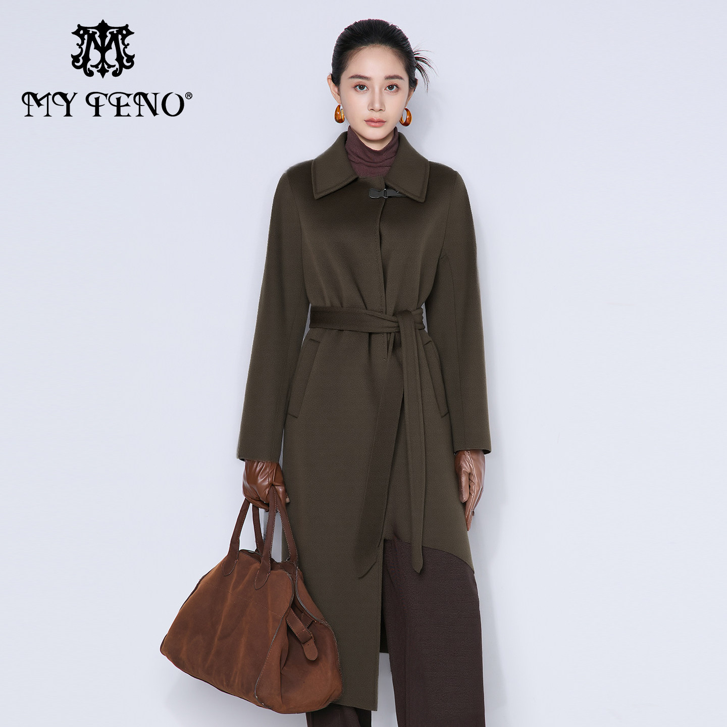 商场同款马天奴2025秋冬新款羊毛混羊绒双面呢大衣翻领长款外套女,女装/女士精品,毛呢外套,淘宝优惠券,粉丝福利购,淘宝优惠卷