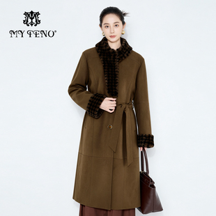 气质女 外套保暖贵气收腰带时尚 马天奴2025新款 水貂毛皮草大衣长款