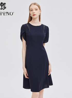 专柜正品马天奴女夏季钉珠修身连衣裙子气质时尚MRS520DRX0