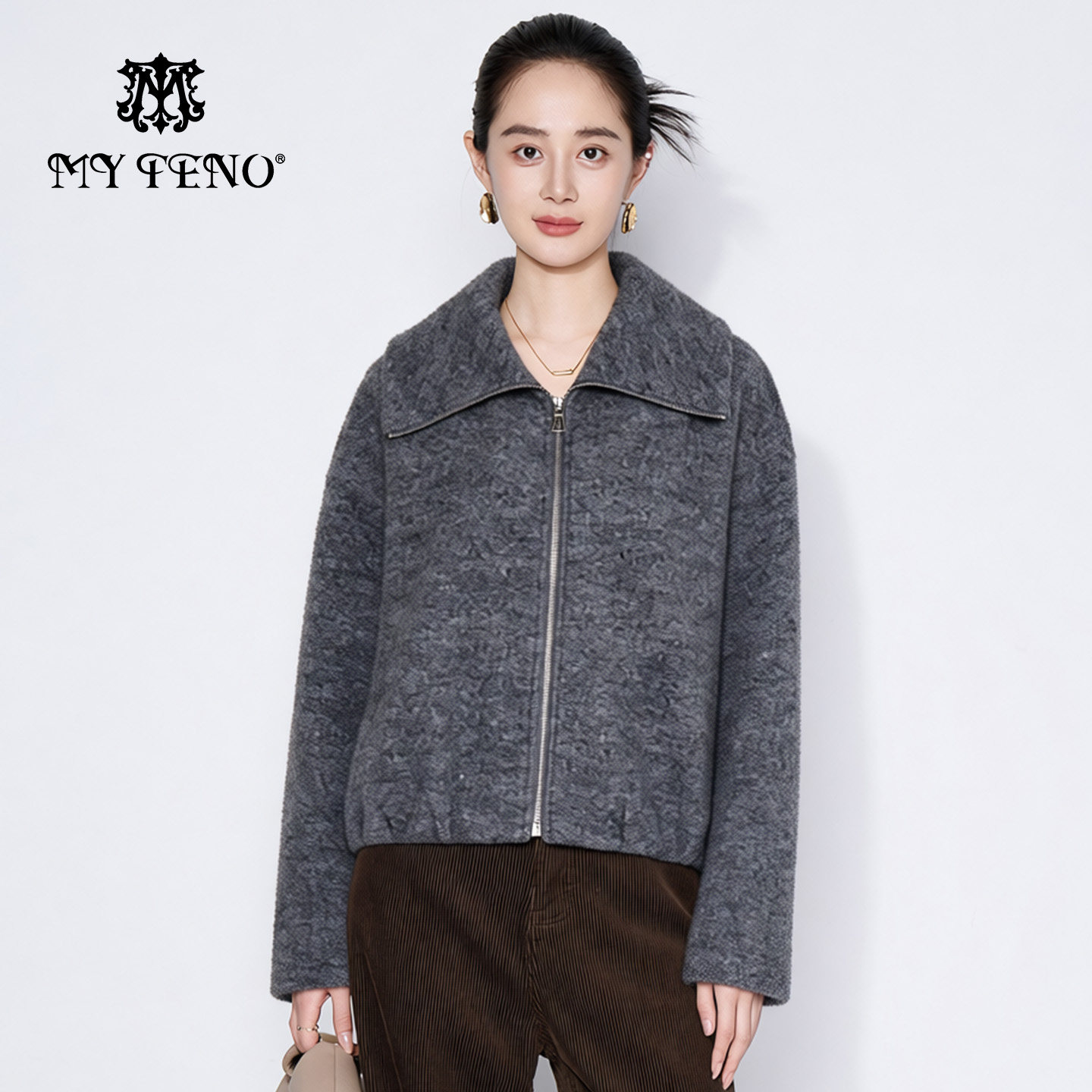 马天奴2026春夏新款纯色翻领拉链外套宽松短款时尚百搭通勤流行女,女装/女士精品,短外套,淘宝优惠券,粉丝福利购,淘宝优惠卷