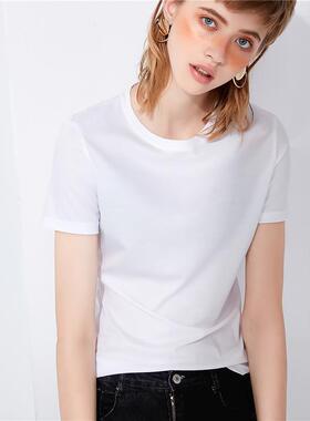 奢华190克重磅双面丝光棉T恤女纯色小白t新疆长绒棉纯棉A类婴儿级