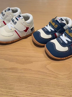 日本Miki品牌20255年新款小熊刺绣二段学步鞋11-9306-145中国制