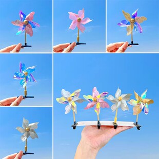 幼儿园疯狂发型日小风车发夹创意搞怪可爱头饰发卡女儿童饰品夹子