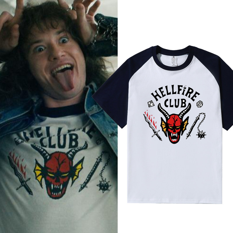 怪奇物语周边同款短袖T恤HellFire Club地狱火俱乐部cos衣服夏季