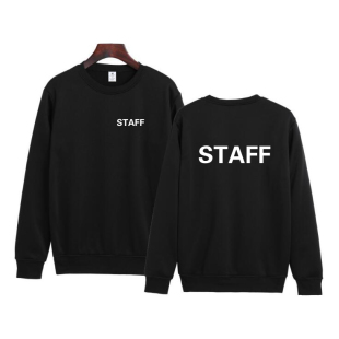 工作人员STAFF文字英文印花圆领卫衣会场团队服定制长袖加绒衣服
