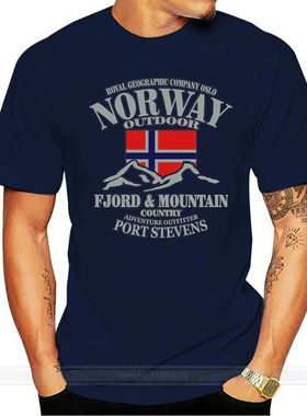 Summer Norway Flag Fjord Mountain T Shirt Crazy Men's Shirt
