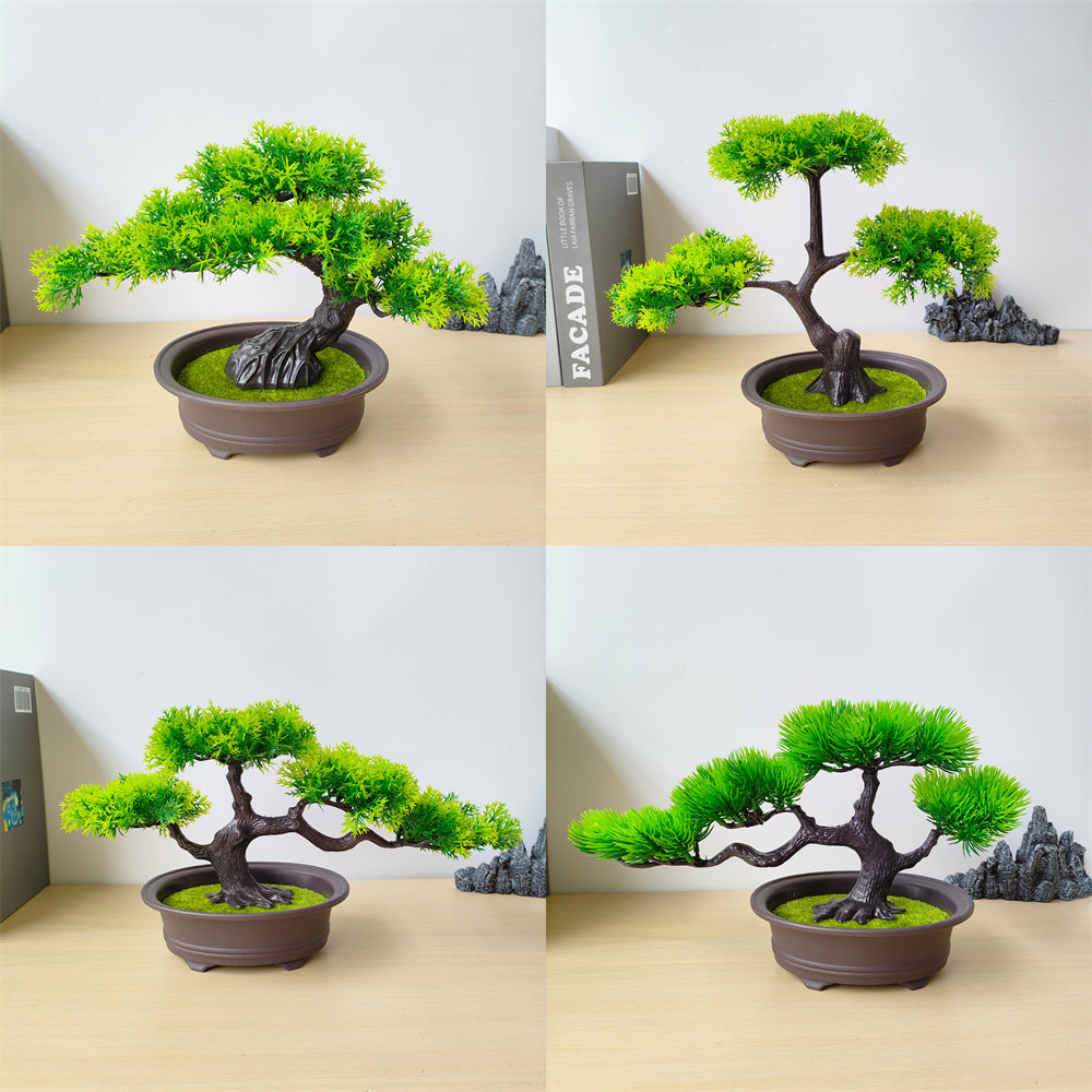 仿真植物盆栽室内装饰假花松树家居客厅绿植塑料小摆件迎客松盆景图片
